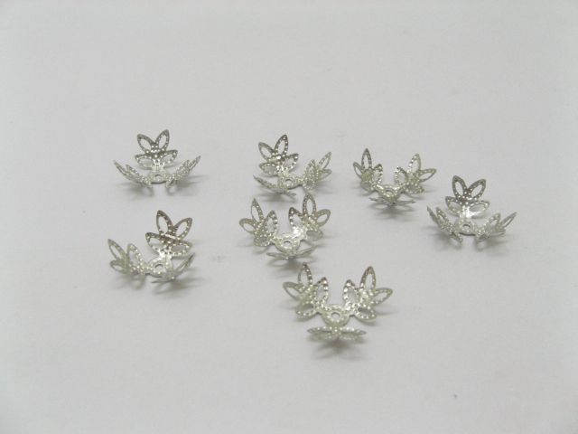 1000 Nickel Plated Filigree flower Bead Caps - Click Image to Close